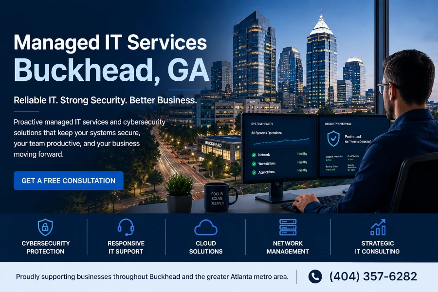 Managed IT services in Buckhead, GA providing IT support, cybersecurity, cloud services, and technology consulting for local businesses.