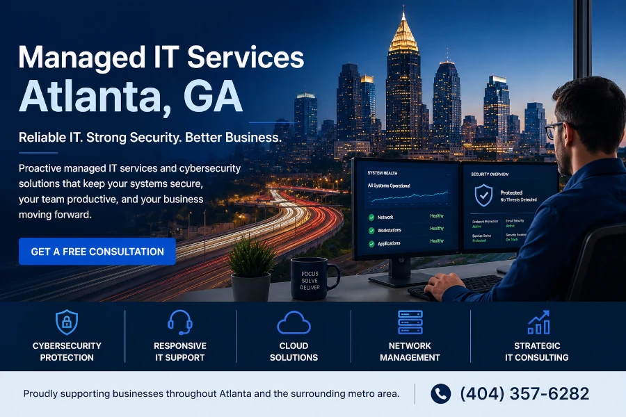 Managed IT Services in Atlanta, GA providing IT support, cybersecurity, cloud services, and technology consulting for local businesses.